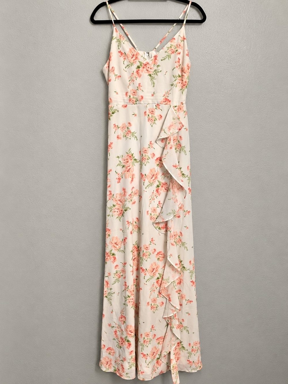 Birdy Grey White Maxi Dress with Peach Floral Print